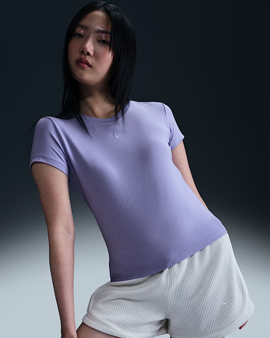 ★ Nike★ Sportswear Chill Knit T-shirt W Medium Ash Purple Nike Sportswear Chill Knit Women's Slim Cropped T-Shirt. Nike IN